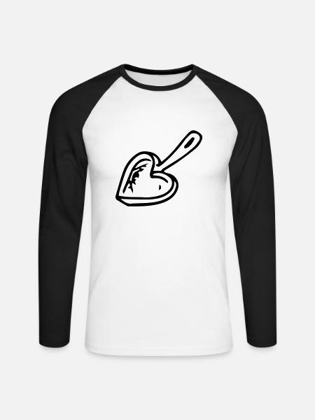 Hobbykoch Pfanne Herzform Geschenkidee - Unisex Baseballshirt langarm - Weiß/Schwarz