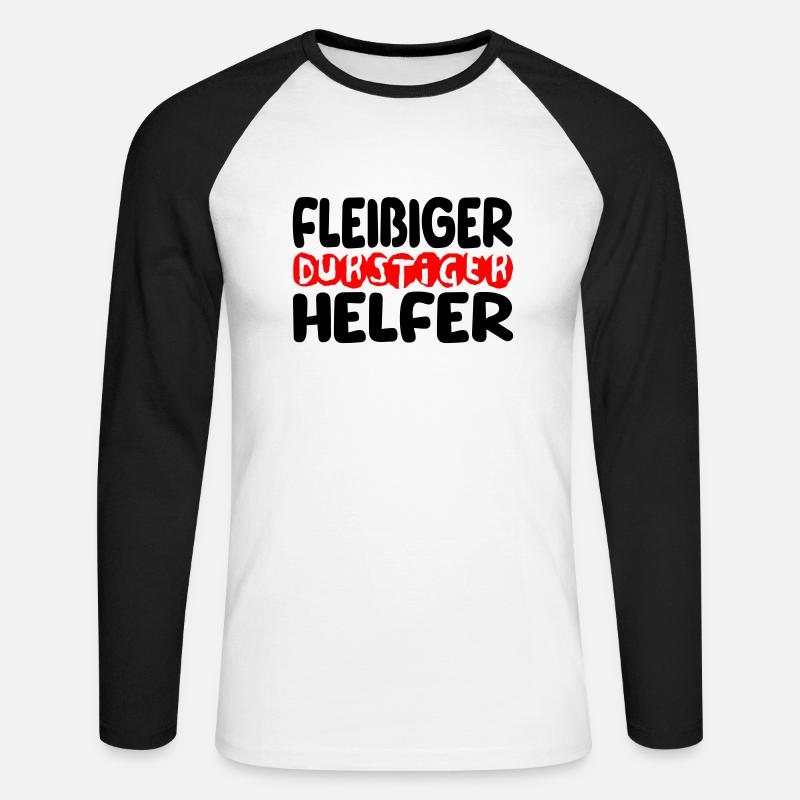 fleißiger durstiger helfer - Unisex Baseballshirt langarm - Weiß/Schwarz