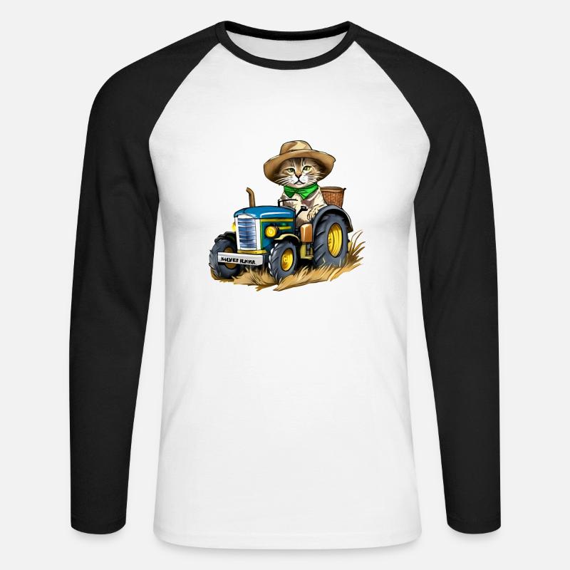 bauer katze - Unisex Baseballshirt langarm - Weiß/Schwarz