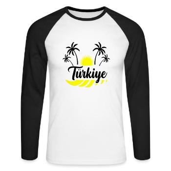 Türkiye - Unisex Long Sleeve Baseball T-Shirt - white/black - Front - Nik (191cm)