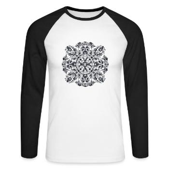 Portugiesisches Mandala - Unisex Baseballshirt langarm - Weiß/Schwarz - Vorne - Nik (191cm)