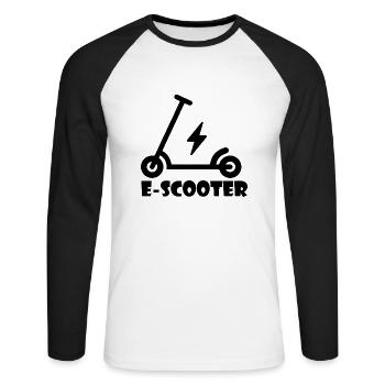 E-Scooter Roller Scooter - Unisex Baseballshirt langarm - Weiß/Schwarz - Vorne - Nik (191cm)