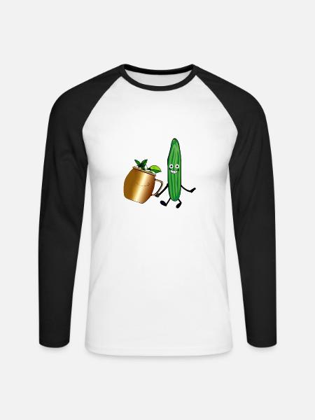 moskow mule,cocktail,gurke,party,comic - Unisex Baseballshirt langarm - Weiß/Schwarz