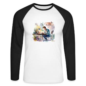 Alone without you - Unisex Long Sleeve Baseball T-Shirt - white/black - Front - Nik (191cm)