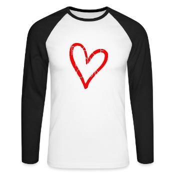 Citation techno coeur d’amour - T-shirt baseball manches longues Homme - blanc/noir - Devant - Nik (191cm)