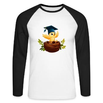 Farewell to the school nest: A bird on its last - Unisex Long Sleeve Baseball T-Shirt - white/black - Front - Nik (191cm)