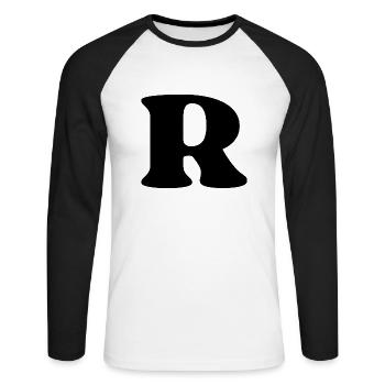 Letter r - Unisex Long Sleeve Baseball T-Shirt - white/black - Front - Nik (191cm)