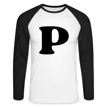 Letter p - Unisex Long Sleeve Baseball T-Shirt - white/black - Front - Nik (191cm)