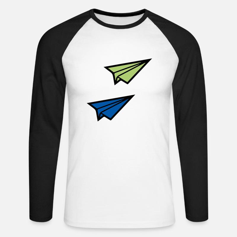 Aeroplano di carta - Maglia da baseball a manica lunga da uomo - bianco/nero