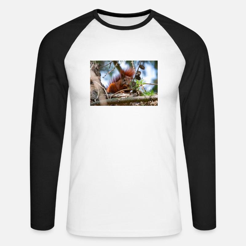 squirrel (in german Eichhörnchen) Sciurus - Unisex Long Sleeve Baseball T-Shirt - white/black