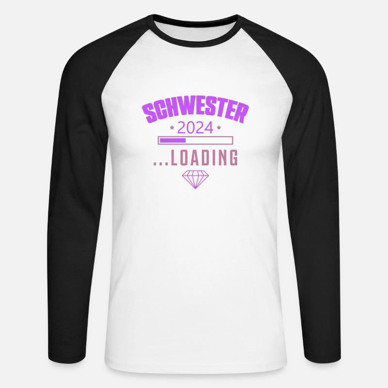 schwester 2024 loading - Unisex Baseballshirt langarm - Weiß/Schwarz