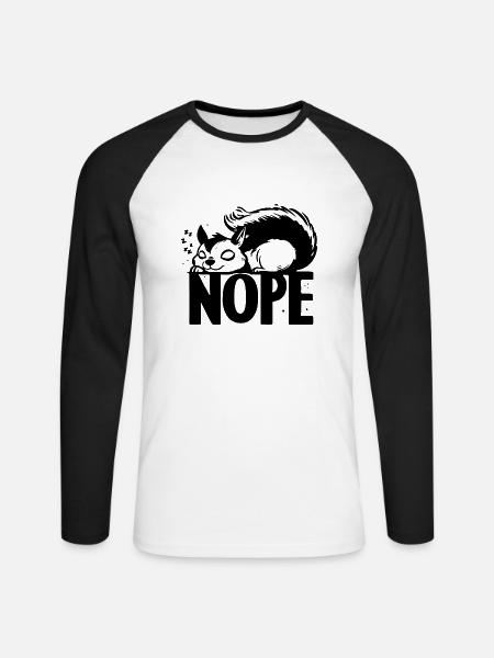 Nope Eichhörnchen Faulenzer Geschenkideen - Unisex Baseballshirt langarm - Weiß/Schwarz