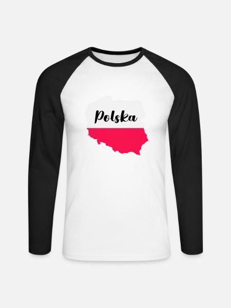 Poland Polska - Unisex Long Sleeve Baseball T-Shirt - white/black