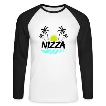 Nice - Unisex Long Sleeve Baseball T-Shirt - white/black - Front - Nik (191cm)