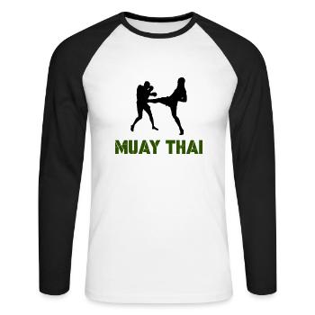 Muay Thai 1 - Unisex Long Sleeve Baseball T-Shirt - white/black - Front - Nik (191cm)