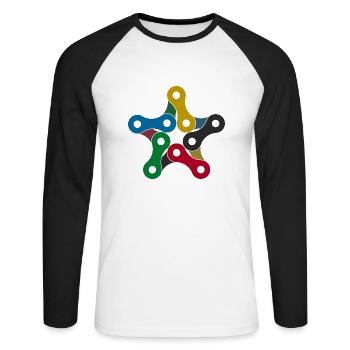 Bicyclette - T-shirt baseball manches longues Homme - blanc/noir - Devant - Nik (191cm)