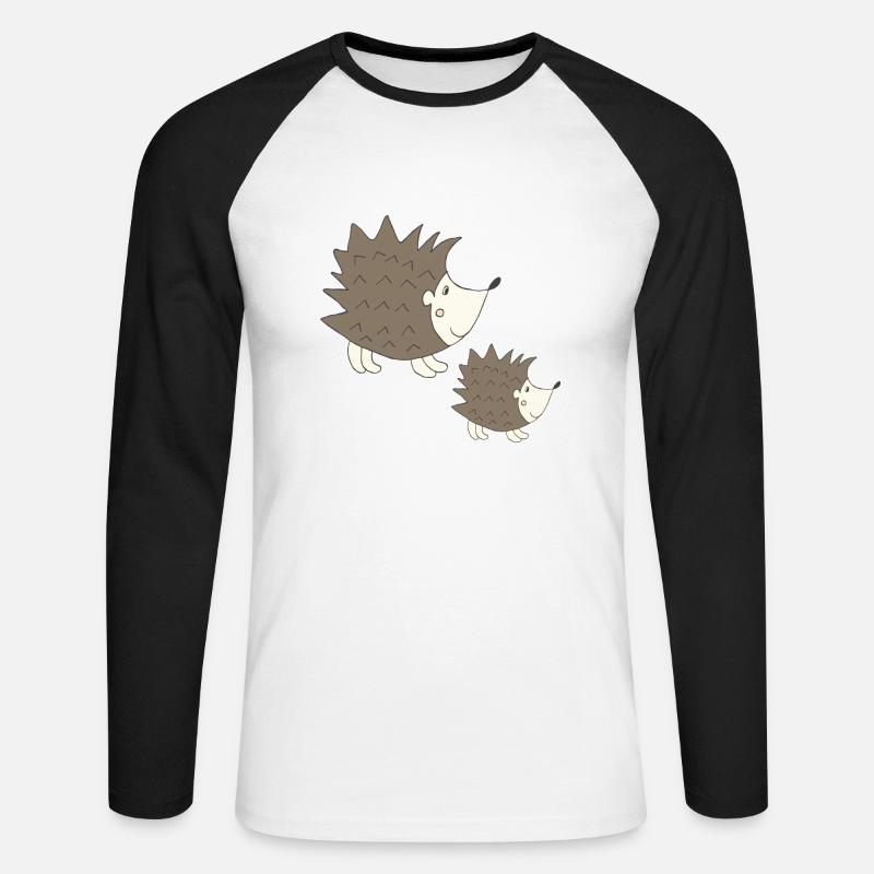 großer igel und kleiner igel - Unisex Baseballshirt langarm - Weiß/Schwarz
