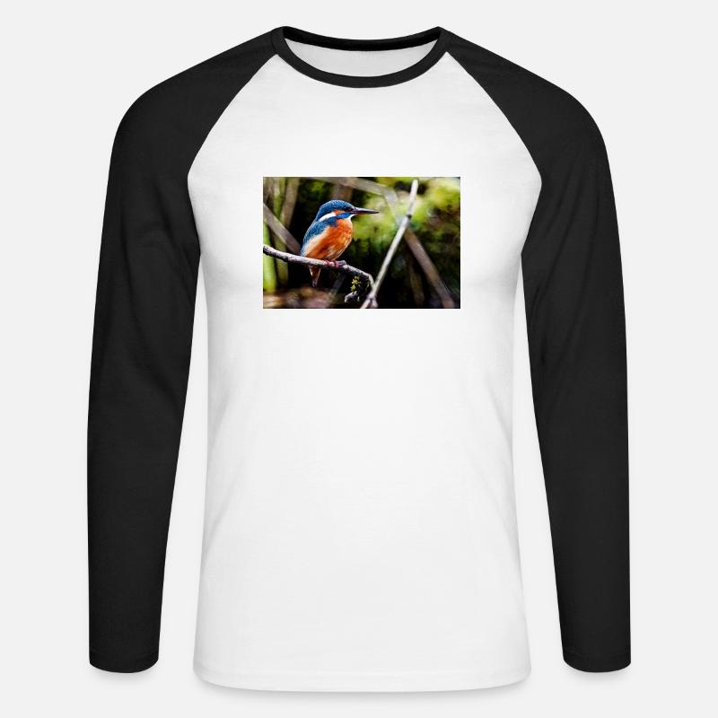 Eisvogel - Unisex Baseballshirt langarm - Weiß/Schwarz