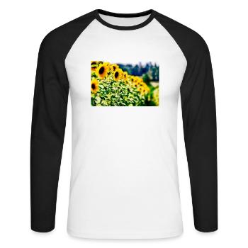 Sunflowers - Unisex Long Sleeve Baseball T-Shirt - white/black - Front - Nik (191cm)