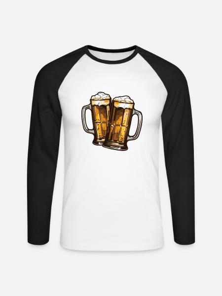 Bierkrug Bier Anstoßen - Unisex Baseballshirt langarm - Weiß/Schwarz