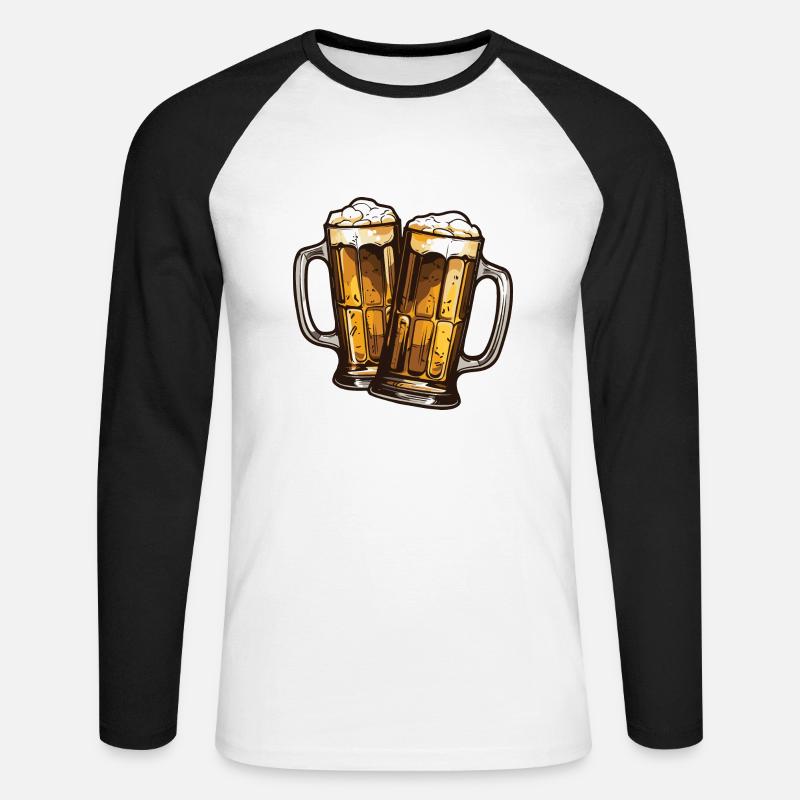 Bierkrug Bier Anstoßen - Unisex Baseballshirt langarm - Weiß/Schwarz