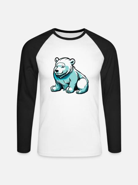 Kleiner süßer Eisbär im Winter - Unisex Baseballshirt langarm - Weiß/Schwarz