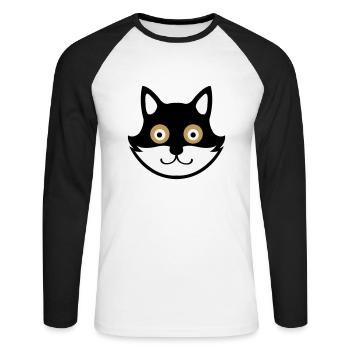 cat - Unisex Baseballshirt langarm - Weiß/Schwarz - Vorne - Nik (191cm)