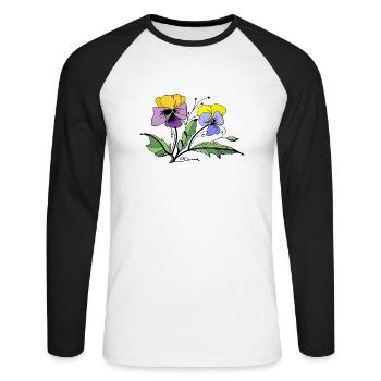 Fleur - T-shirt baseball manches longues Homme - blanc/noir - Devant - Nik (191cm)