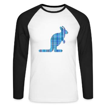 Känguru - Unisex Baseballshirt langarm - Weiß/Schwarz - Vorne - Nik (191cm)