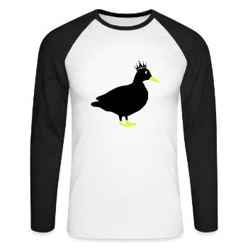 ente comic king - Unisex Baseballshirt langarm - Weiß/Schwarz - Vorne - Nik (191cm)