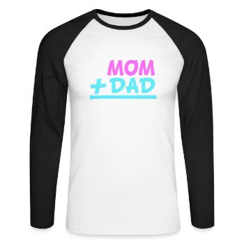 Mom Plus Dad Me Pregnant Belly Pregnancy - Unisex Long Sleeve Baseball T-Shirt - white/black - Front - Nik (191cm)