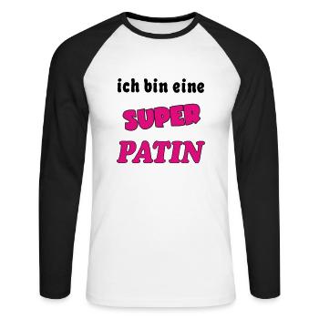 Ich bin eine Super PATIN MARRAINE - Unisex Long Sleeve Baseball T-Shirt - white/black - Front - Nik (191cm)