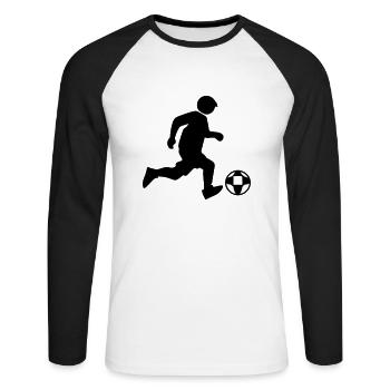 Fussballer Fussball - Unisex Baseballshirt langarm - Weiß/Schwarz - Vorne - Nik (191cm)