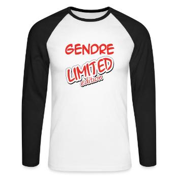 GENDRE LIMITED EDITION - Unisex Baseballshirt langarm - Weiß/Schwarz - Vorne - Nik (191cm)