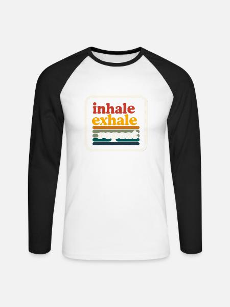 Inhale Exhale Repeat 9 - Unisex Baseballshirt langarm - Weiß/Schwarz