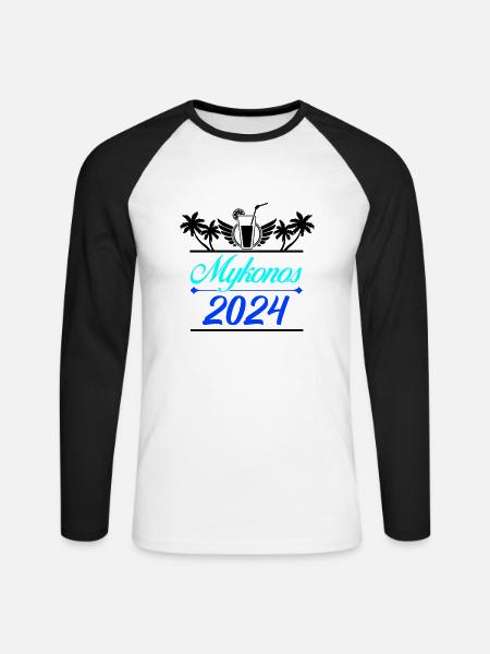 Mykonos 2024 - Unisex Long Sleeve Baseball T-Shirt - white/black