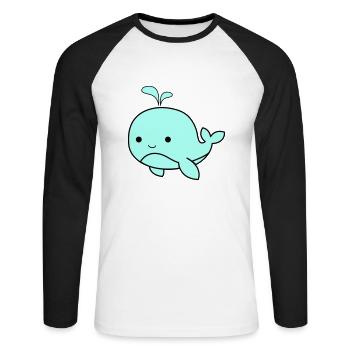 Bébé baleine 02 - T-shirt baseball manches longues Homme - blanc/noir - Devant - Nik (191cm)