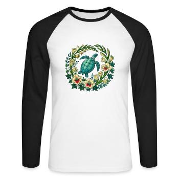Sea Turtle - Unisex Long Sleeve Baseball T-Shirt - white/black - Front - Nik (191cm)
