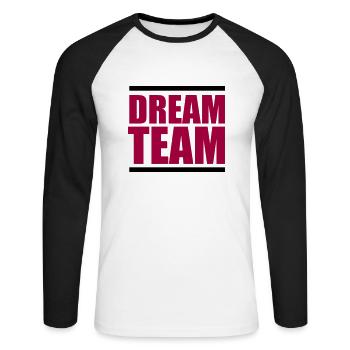 dream team - Unisex Baseballshirt langarm - Weiß/Schwarz - Vorne - Nik (191cm)