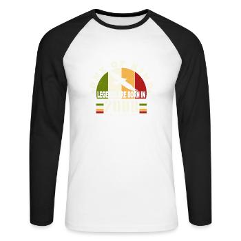 Legend Born 2008 anniversaire 16 ans - T-shirt baseball manches longues Homme - blanc/noir - Devant - Nik (191cm)