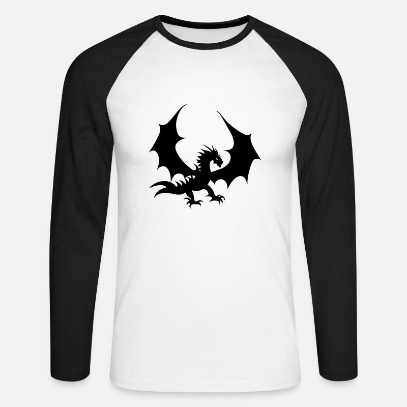 Cooler schwarzer Drache - Unisex Baseballshirt langarm - Weiß/Schwarz