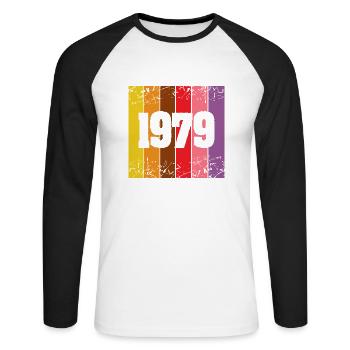 1979 - T-shirt baseball manches longues Homme - blanc/noir - Devant - Nik (191cm)