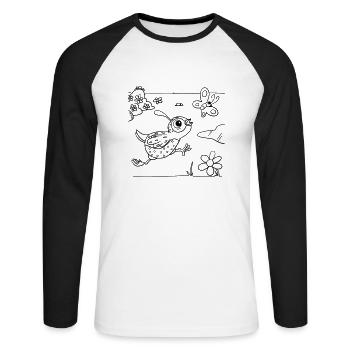 Quail coloring fun for children's clothing, bags, etc - Unisex Long Sleeve Baseball T-Shirt - white/black - Front - Nik (191cm)