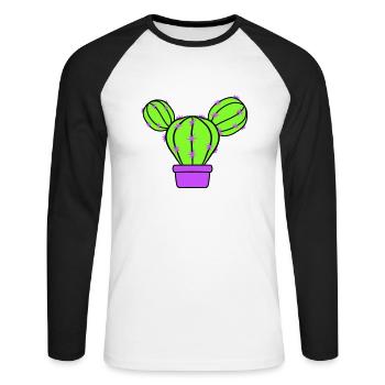 Petit Cactus Épines Désert Cactus Pot de Fleur - T-shirt baseball manches longues Homme - blanc/noir - Devant - Nik (191cm)