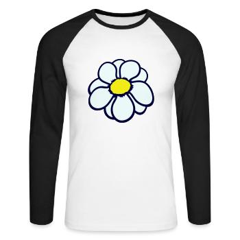 Petite Fleur Marguerite Blanche Décorative Belle Nature - T-shirt baseball manches longues Homme - blanc/noir - Devant - Nik (191cm)