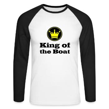 Boot - Unisex Baseballshirt langarm - Weiß/Schwarz - Vorne - Nik (191cm)