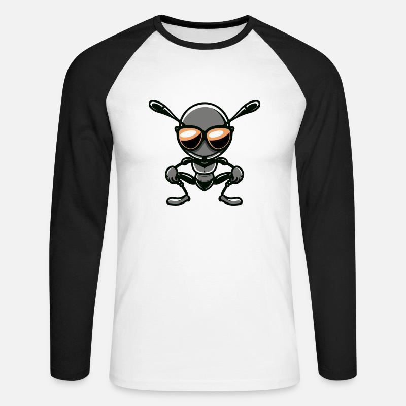 Ameise Comic Cool - Unisex Baseballshirt langarm - Weiß/Schwarz