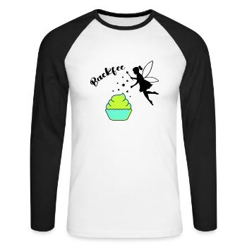backfee - Unisex Baseballshirt langarm - Weiß/Schwarz - Vorne - Nik (191cm)