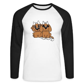2 Équipe de chiens Deux amis Petites amies Couple Équipage - T-shirt baseball manches longues Homme - blanc/noir - Devant - Nik (191cm)