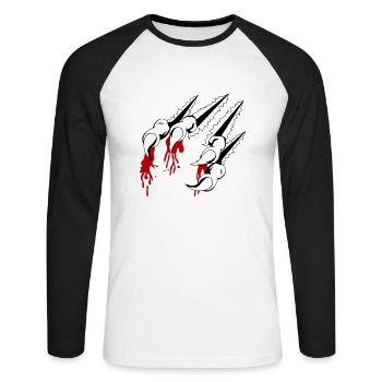 griffes 01 - T-shirt baseball manches longues Homme - blanc/noir - Devant - Nik (191cm)
